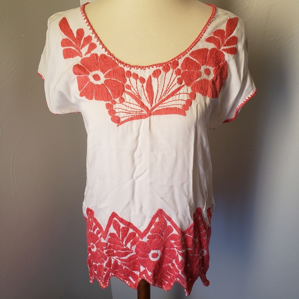 Oaxaca style Mexican embroidered blouse